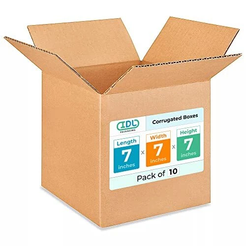 B-777-10 Cube Corrugated Shipping Boxes 7"L x 7”W x 7"H (Pack of 10) - Excell