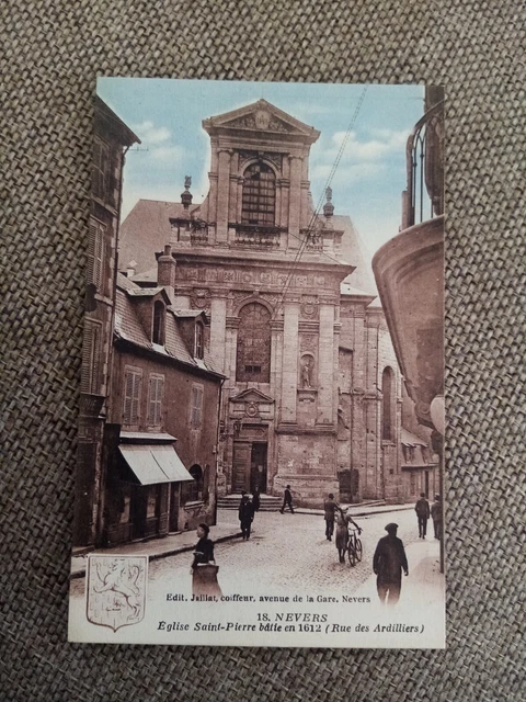 Cpa Nevers Church Saint Pierre Rue Des Ardilliers