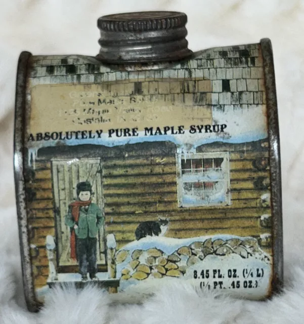 Absolutely Pure Maple Syrup 1984 Vintage Can Made In Stanton, Vermont Half Pint