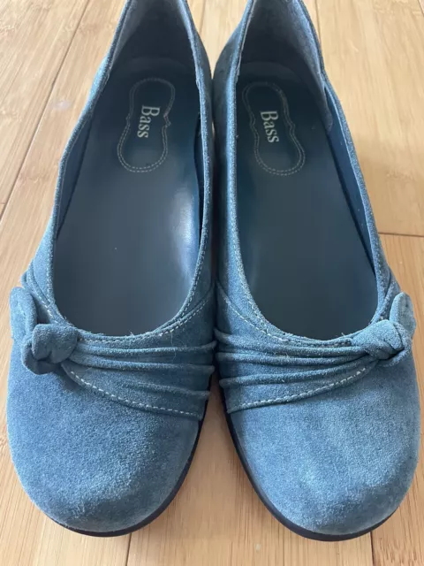 Bass Shoes Womens 7.5 M Blue Teal Suede Ballet Flats Slip On