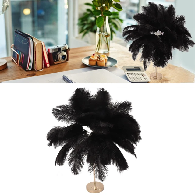 (Noir)Lampe De Table à Plumes 3 Couleurs Interrupteur Tactile Gradable Prise OB
