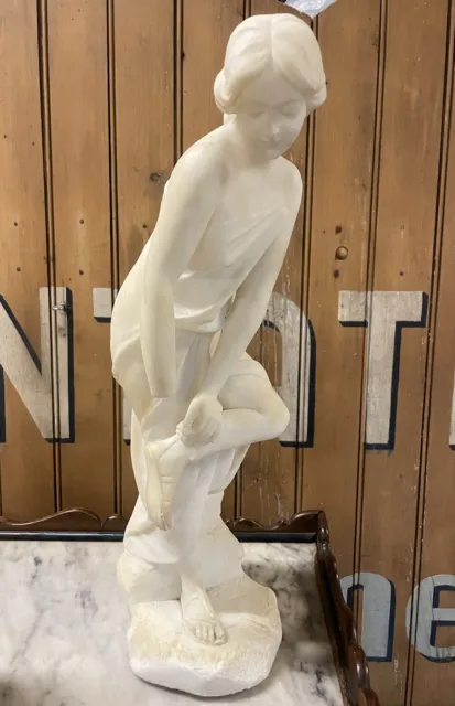 Nymphe en Albâtre Marbre Sculpture XIXeme Ancien Napoléon III Italie