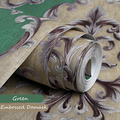 10M Rare European Luxury Damask Wallpaper Deep Embossed Textured Non-woven Roll