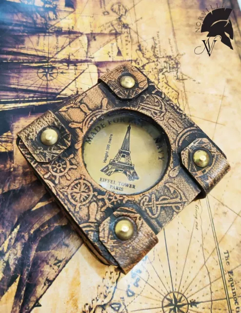 Boussole de navigation boussole vintage antique avec étui en cuir pour...