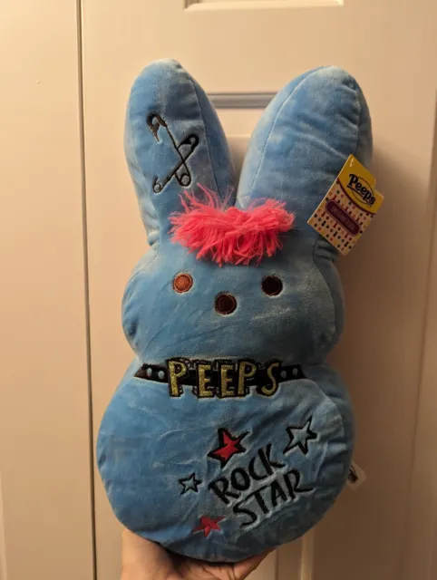 2023 PEEPS 15" Blue Emo Punk Rock Star Easter Bunny Plush New with Tags