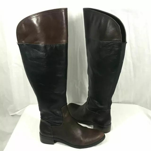 Vince Camuto Womens Knee High Leather Zip Riding Heel Boots Shoes 8M