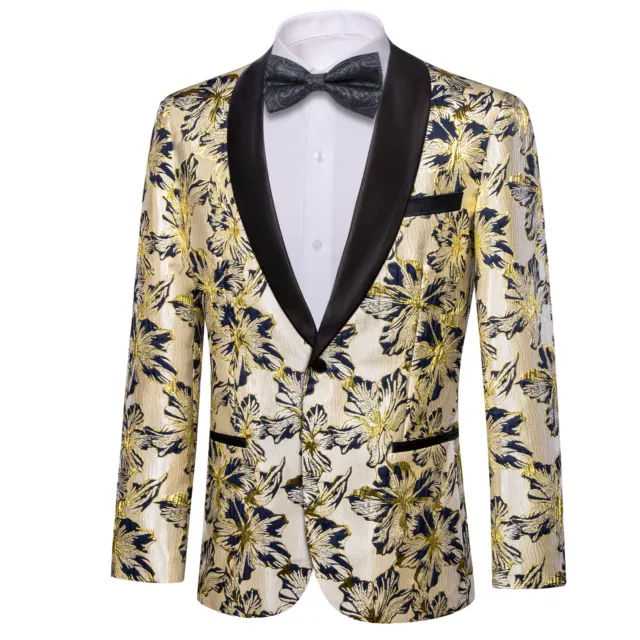 Mens Floral Tuxedo Dinner Jacket Regular Fit Shawl Lapel Paisley Prom Party Suit