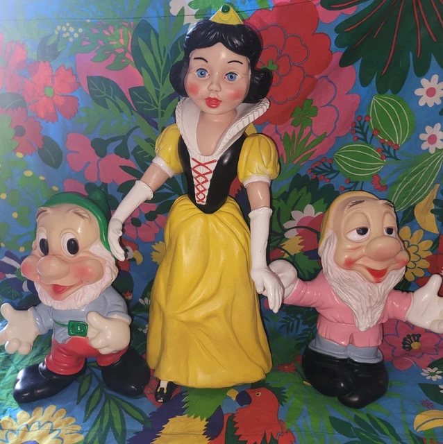 Jouet Pouêt Dormeur – Blanche-Neige Et Les 7 Nains – LEDRA Italie 24 Cm – Années 60