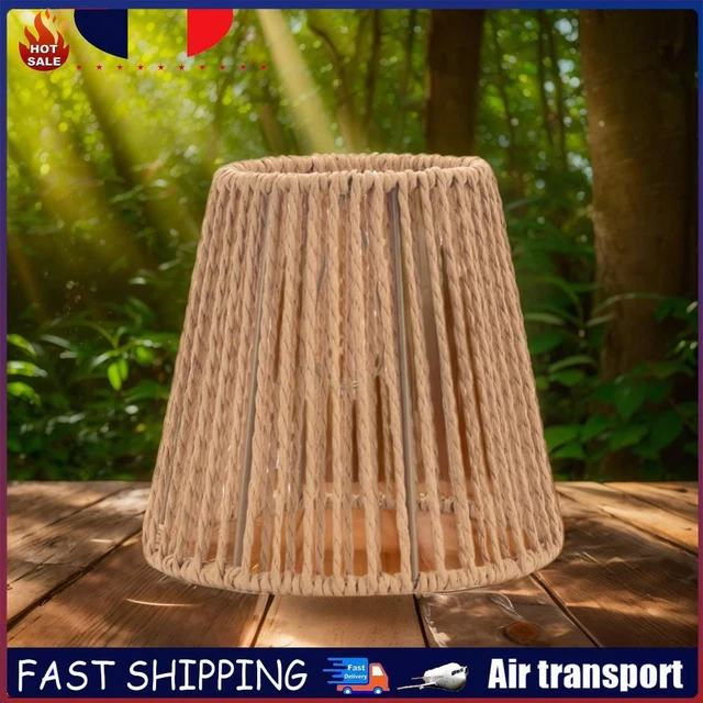 Lampe De Table Boho Avec Abat-Jour En Corde De Papier Beige Et Jaune Momba