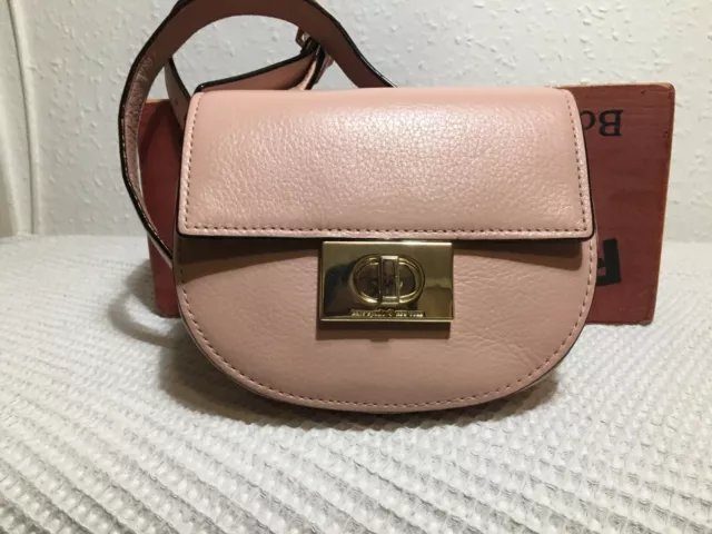 Kate Spade Pink Half Moon Mini Leather Cross Shoulder Bag Gold Plate Clutch Clos