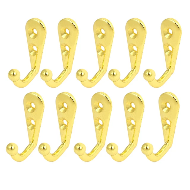 Bedroom Robe Coat Hanging Retro Style Single Hanger Hooks Gold Tone 10pcs
