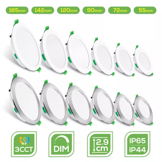 6X LED Ultra Slim Ceiling Light Dimmable Panel Downlights Recessed Spot Lights