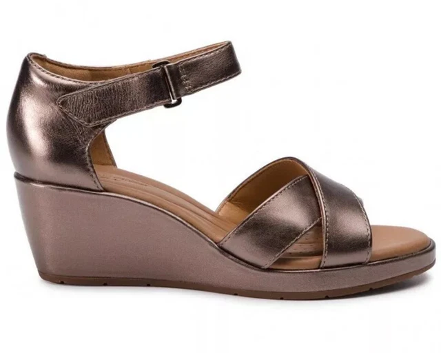 CLARKS UN PLAZA Cross Pebble Metalic Open Toe Sandal Size Uk 8 D