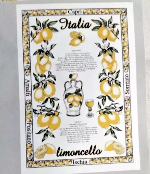 2 strofinacci LIMONCELLO ITALIA con ricetta puro cotone asciugapiatti 60x90 cm