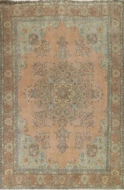 Vintage Over-Dyed Handmade Wool Tebriz Living Room Area Rug 8x11 Carpet