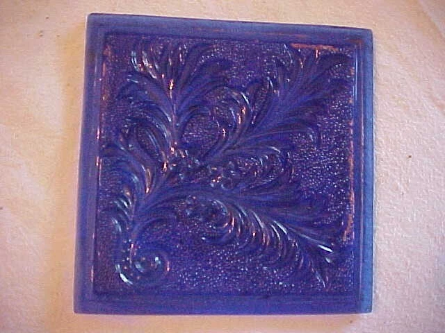 COBALT DARK BLUE Addison Stained Glass Window Tile Panel Arts & Crafts 4" x 4"