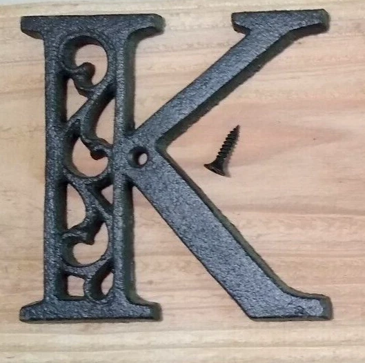 Alphabet House Letter  K  Antique Brown Cast Iron Metal 4.5" Indoor  Outdoor