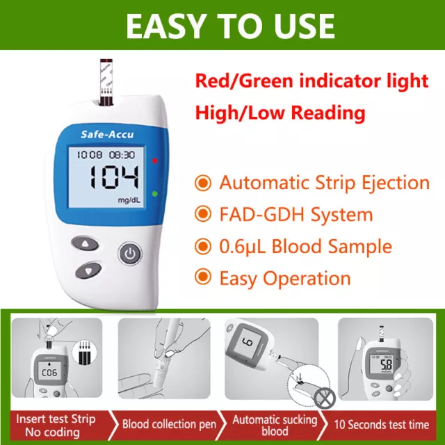 Safe ACCU2 Glucometro medidor glucosa en sangre medir azucar Monitor tiras mg/dl 2