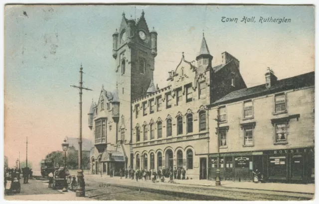 RUTHERGLEN TOWN HALL - Lanarkshire Postcard