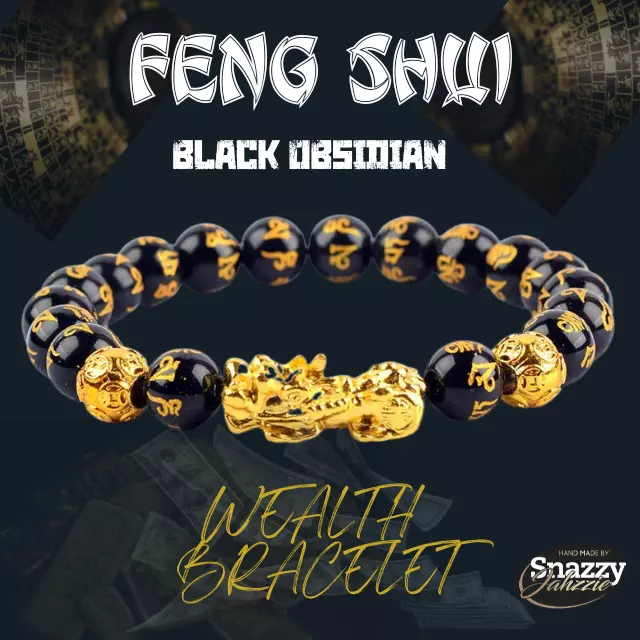 Feng Shui Black Obsidian Wealth Bracelet - Pixiu