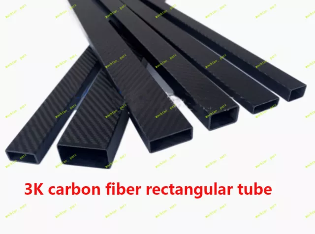 2PC 3K Carbon Fiber Rectangular Tube 20 30 32 35 40 42 46mm Plain/Twill L500mm