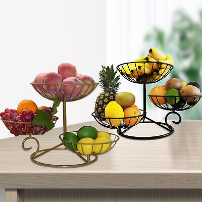 3 plantas cesta de frutas negro/oro decoración bandeja de fruta metal plato de fruta