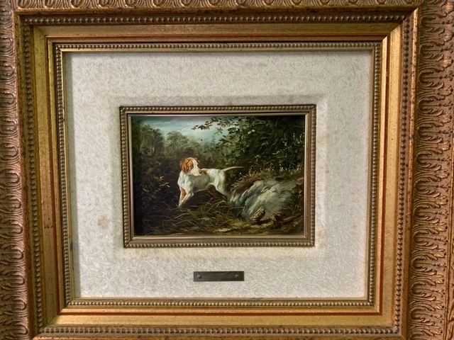 M. Klatt, Oleo sobre Lienzo enmarcado, Perro de Caza, 47 x 41 cm Original
