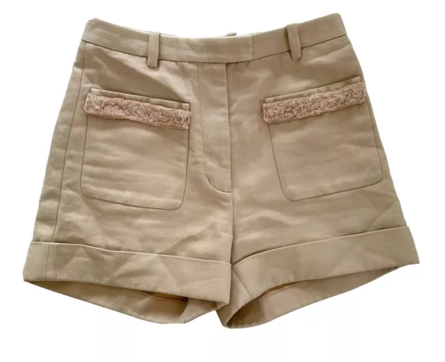 3.1 Phillip Lim Womens Sz 2 High Waisted Tan Flat Front Short Shorts