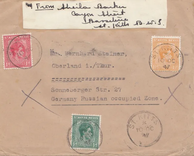 St. Kitts Nevis: air mail St. Kitts to Oberland/Germany