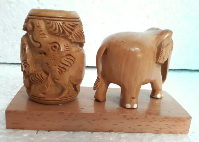 Porte-stylo en bois d'éléphant sculpté à la main, support de stylo, Pot de... 2