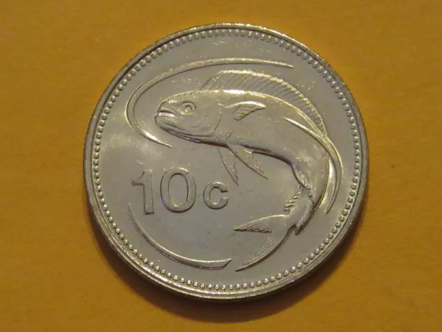 1991 Malta Coin 10 cent  FLYING FISH  Uncirculated Beauty animal coin very nice