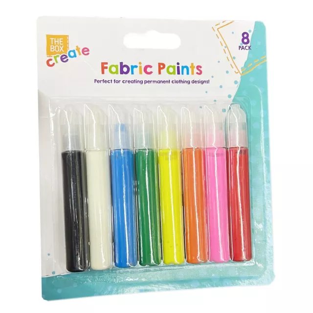 Fabric Paint Pens Permanent T-Shirt Clothes Designs Assorted Colours 8 Pack