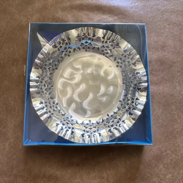 Vintage As New Boxed Bmf N Silverplate Pierrced Rim Dish Bowl Made In W. Germany