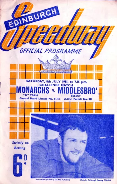 EDINBURGH v Middlesbrough, July 8, 1961 Programme  +++ FREE UK POSTAGE