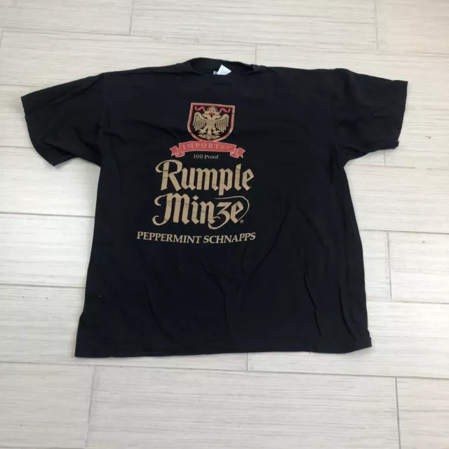 Vintage T Shirt Imported 100 Proof Rumple Min3e Peppermint Schnapps Size XLarge