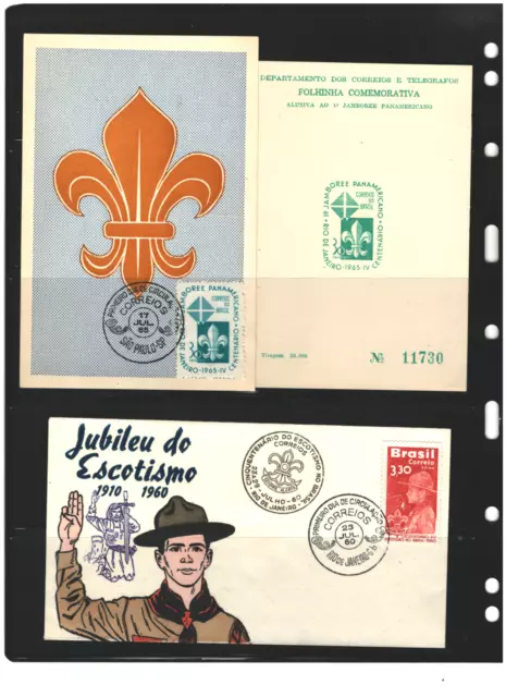 Brazil Latin America Boy Scout Fdc Illustrated 3 Covers See Scans Lot (Brzl 590)