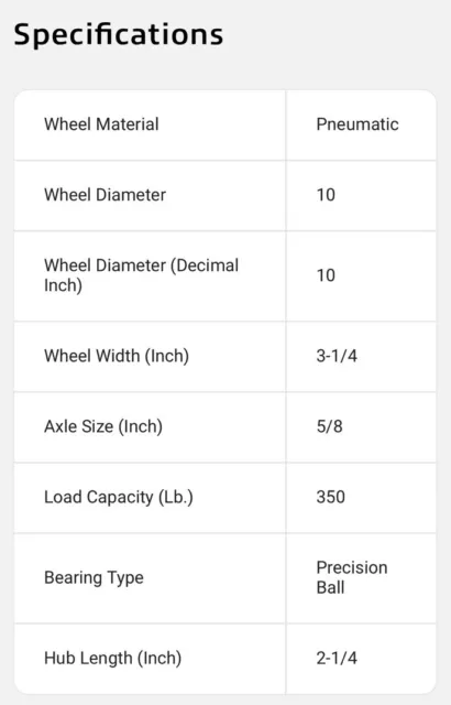 Value Collection 10" Diam x 3-1/4" Wide, Pneumatic Hand Truck Wheel, Glidemaxx 2