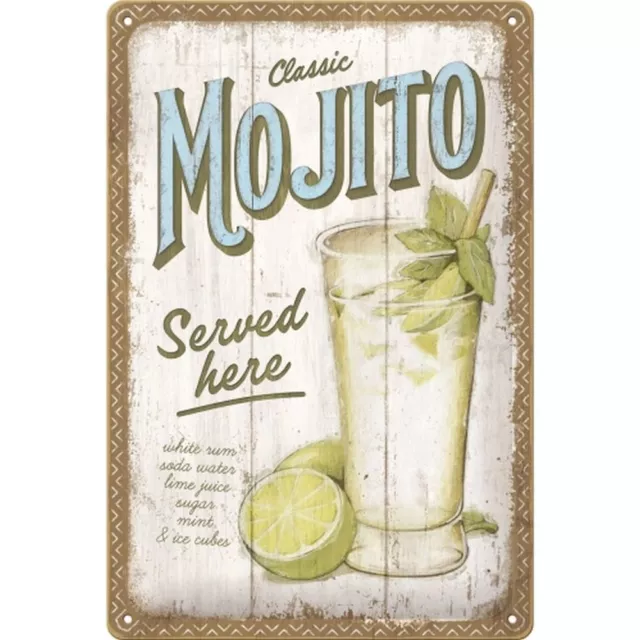 Nostalgic-Art - Bar Retro Bar Cocina Placa Placa Metal 20x30cm - Mojito