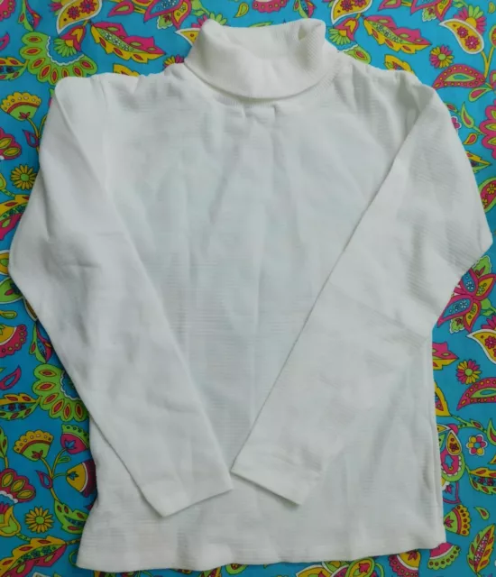 Vintage polo neck jumper Ladybird UNUSED Age 10 white nylon top boy girl 1970s