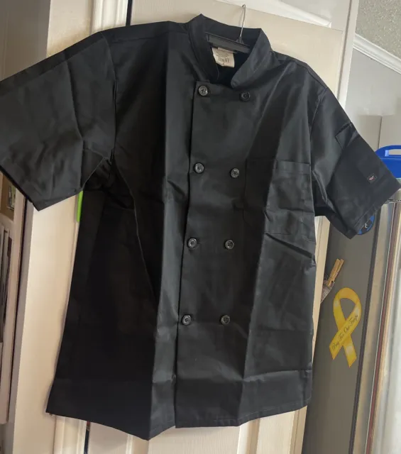On The Line Short Sleeve Chef Jacket~Black Size Med~Kitchen~Work~Cook~Nip