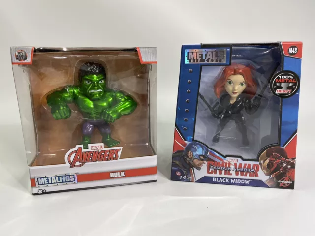 Marvel Avengers Civil War Black Widow & Hulk Jada 4 Inch Heavy Metal Figures