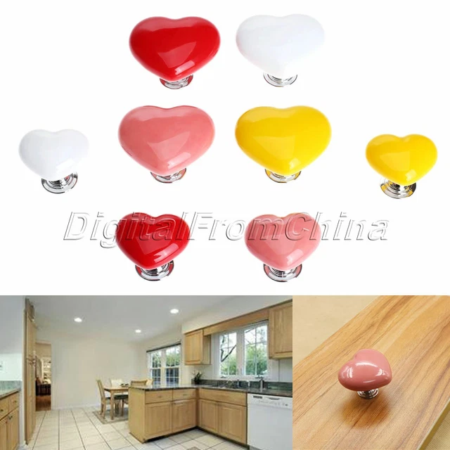 Heart Shape Retro Ceramic Door Knobs Kitchen Cabinet Cupboard Drawer Pull Knob