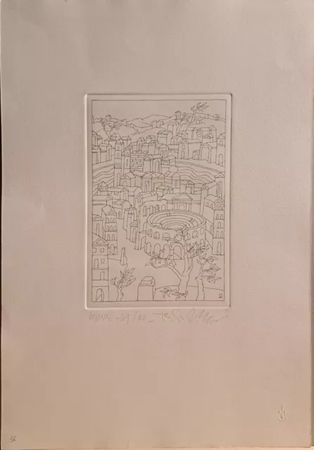 Renzo Sommaruga, Verona, Acquaforte Su carta, 1981, stampa 24x16,4cm.