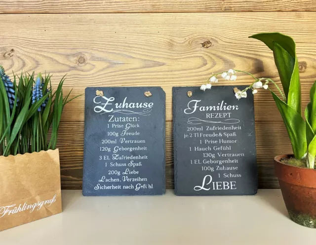 Schild Tafel Schiefer Spruch Famile Zuhause Liebe Rezept Deko Wandbild ❤️