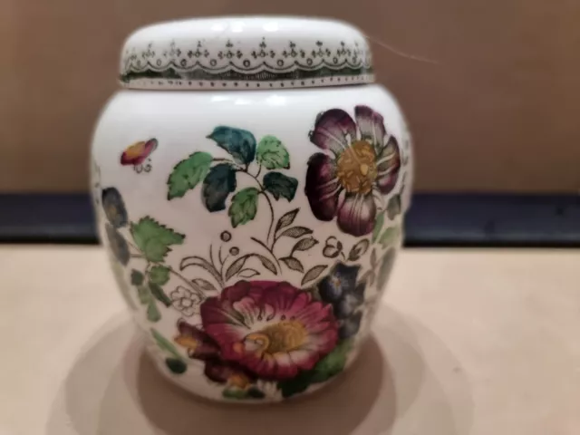 Vintage Masons Ironstone SELTEN Blumen Deckel Tee Aufbewahrung Ingwer Glas 11 cm hoch