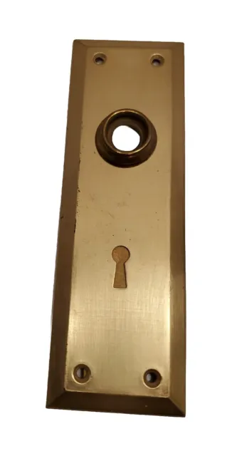Vintage Polished Brass Door Knob / Skeleton Key Door Back Plate- 7" (G)
