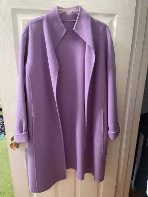 TAHARI LILAC Duster Jacket Open Front Wool Blend Coat, Pockets, SEE MEASUREMENT