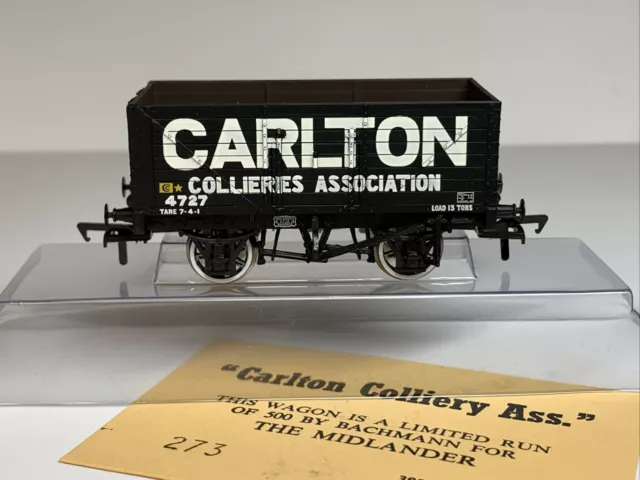 Ltd Ed Bachmann 37-125 #4727 - 8 Plank End Door Wagon 'Carlton Collieries’ - NEW