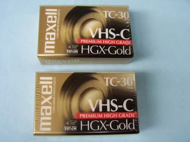 Maxwell VHS-C TC-30 HGX-Gold Premium High Grade Video Tapes Lot of 2 New Sealed