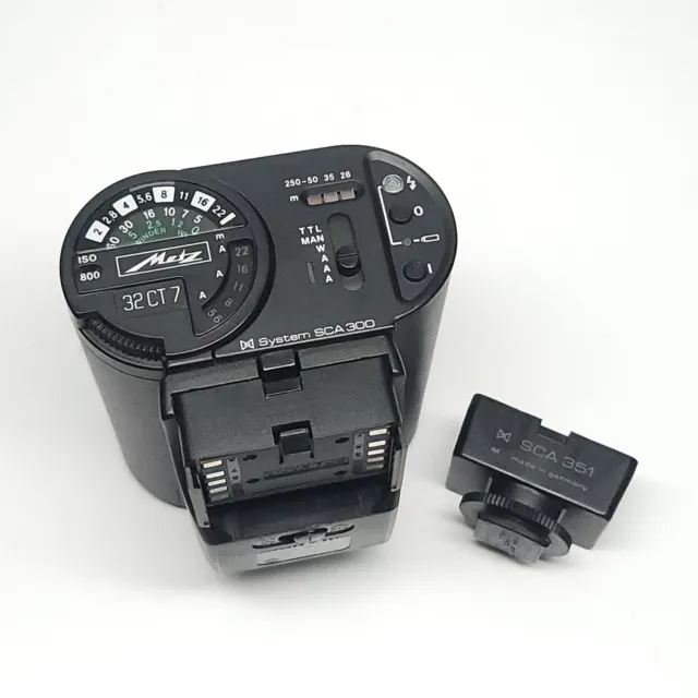 Metz SCA 300 System 32CT-7 Flash Strobe + SCA 351 Leica R4 R4s R5 R6 Adapter TTL 2